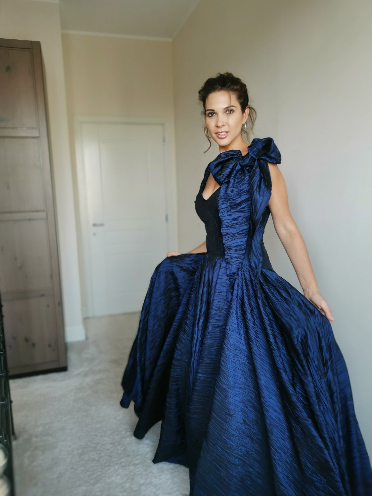 Midnight blue taffeta dress