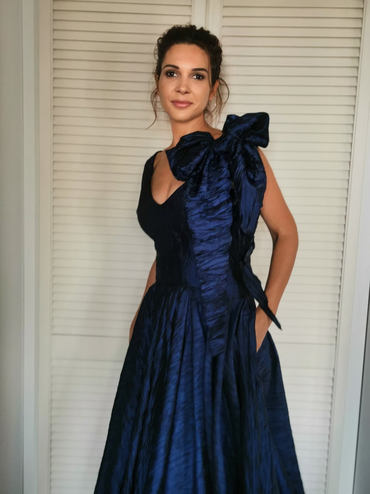 Midnight blue taffeta dress