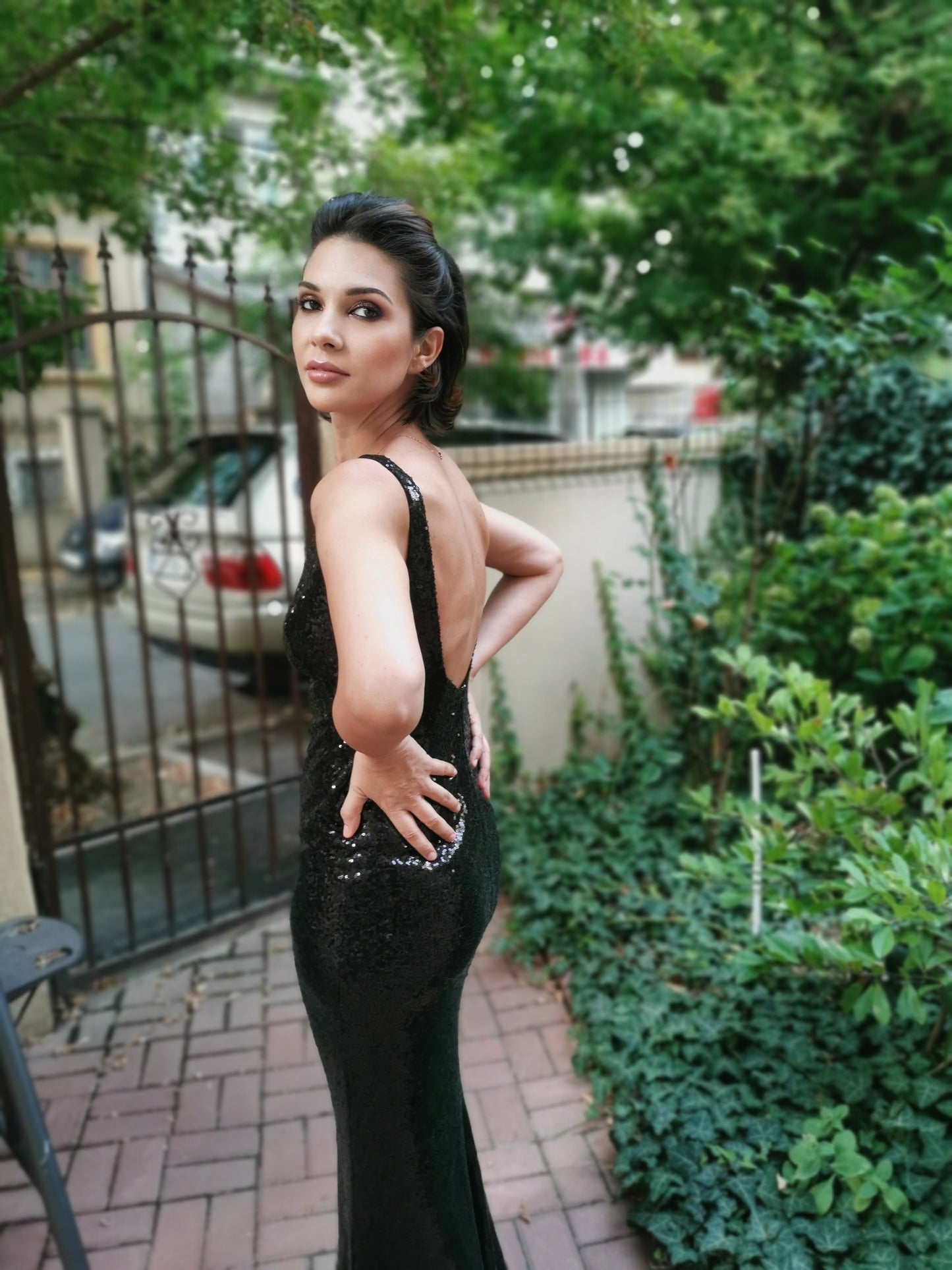 rochie eleganta paiete negre