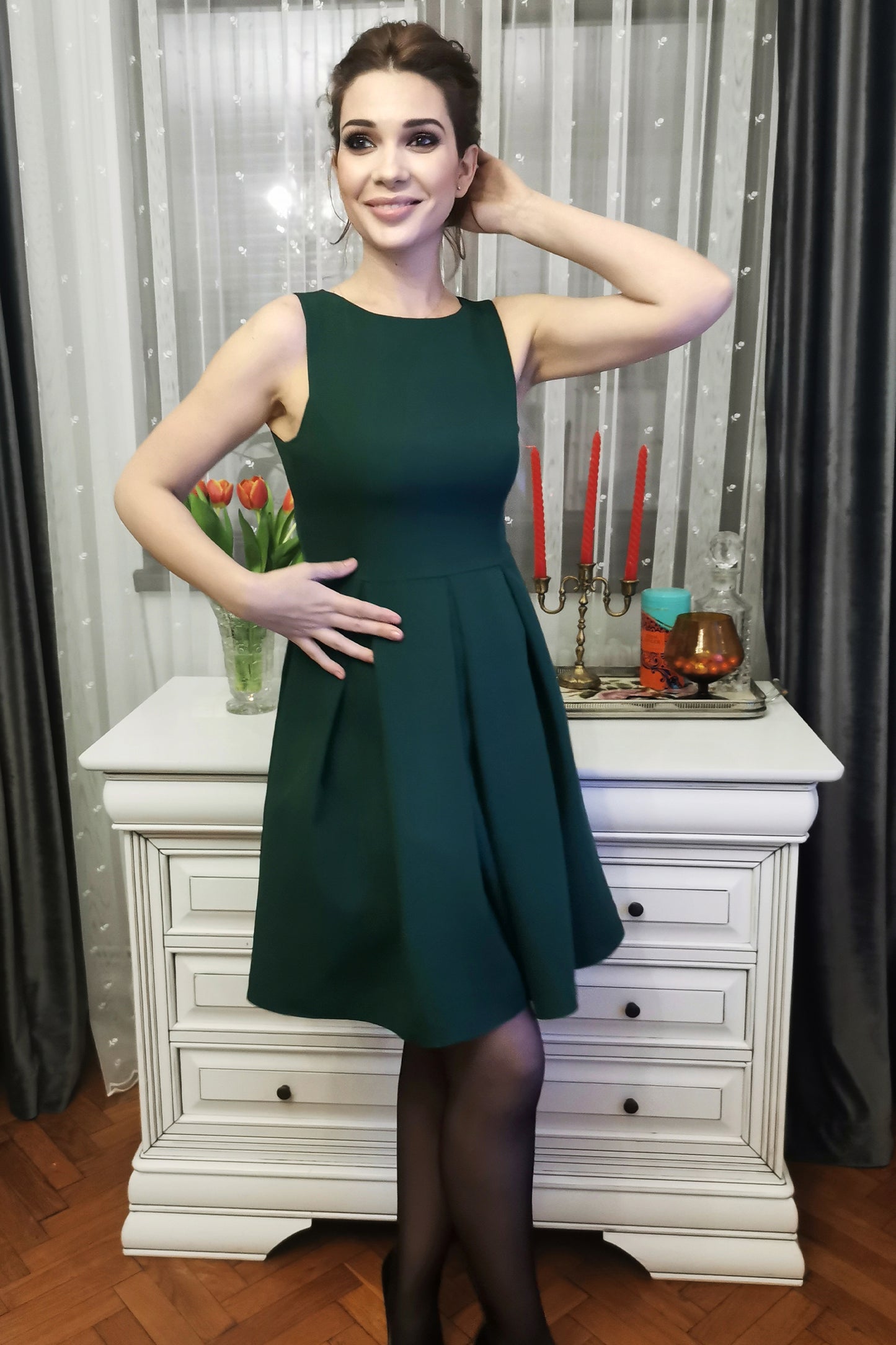 Green Perfection: Dress with Delightful Details and Handy Pockets