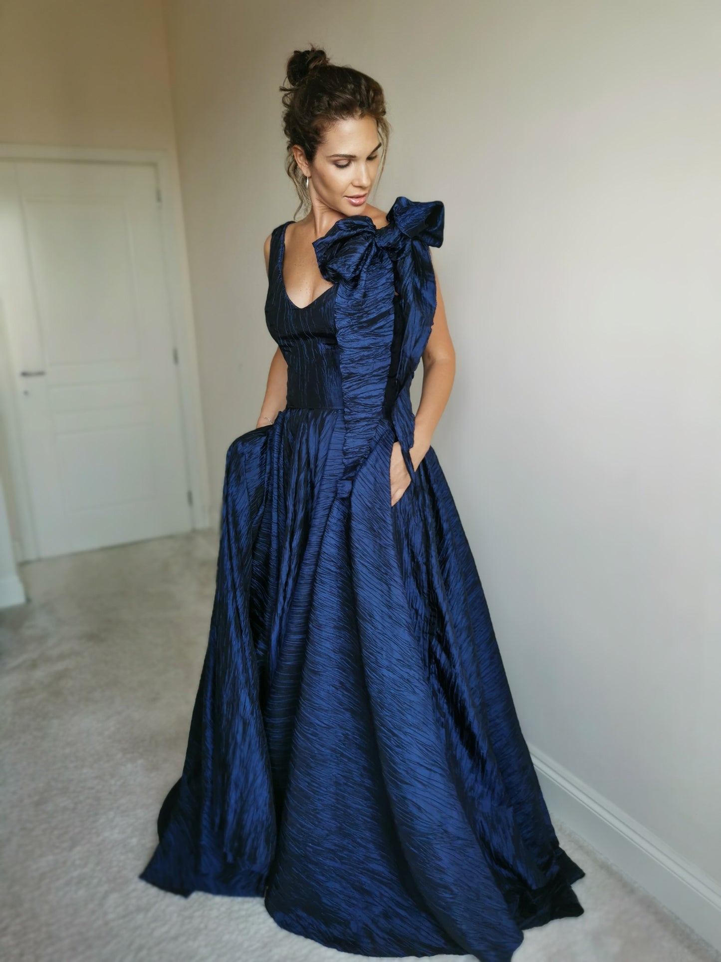 Midnight blue taffeta dress