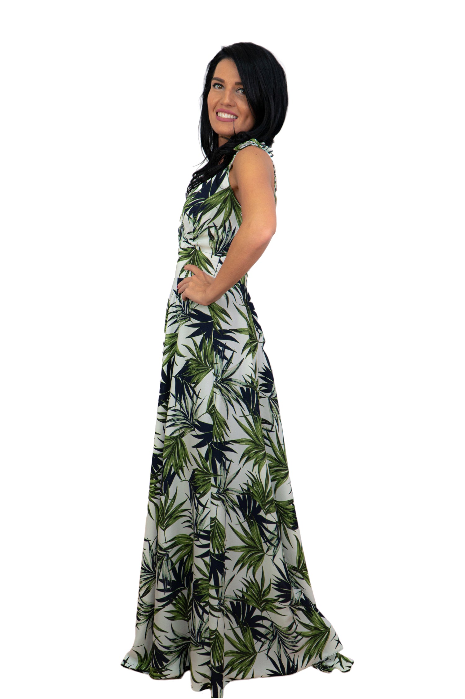 Rochie lunga cu imprimeu verde - Maralyn